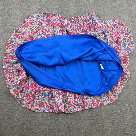 Sienna Sky Floral Tiered Mini Skirt Womens Medium Blue Pink Ruffle Elastic Waist - Picture 6 of 7